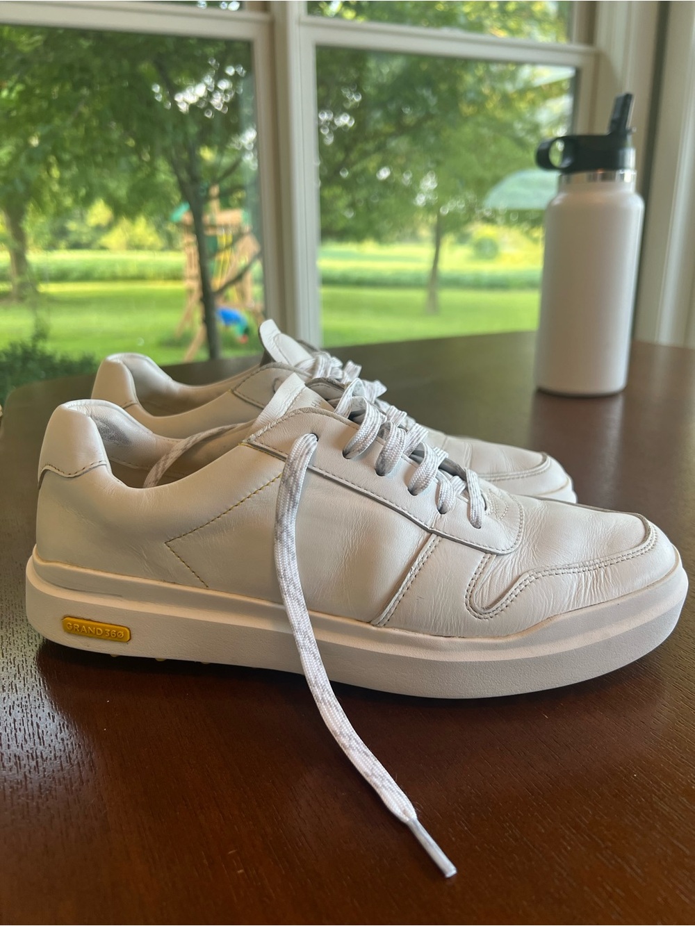 Cole Haan White Leather GrandPrø Low-Profile Sneakers